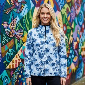 ZooFleece Snowflake Ice Crystal Sweater Jacket Snow Christmas Winter Coat S-3X